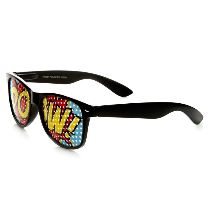 POW Art Mesh Lens Horn Rimmed Colorful Sunglasses Novelty Poker Face Glasses Image 3