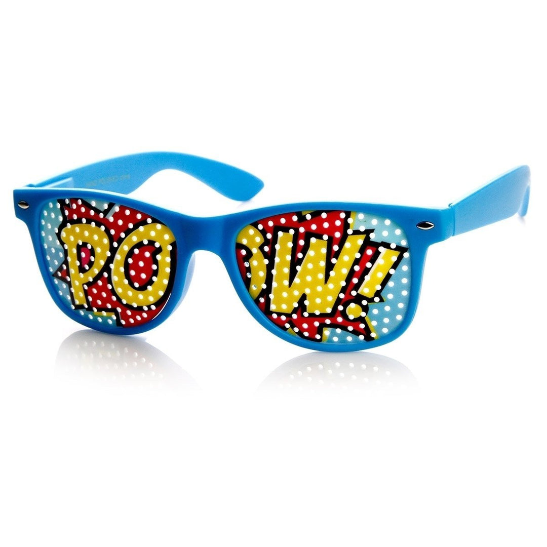 POW Art Mesh Lens Horn Rimmed Colorful Sunglasses Novelty Poker Face Glasses Image 4