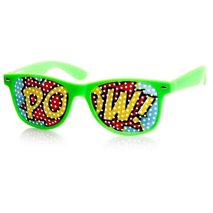 POW Art Mesh Lens Horn Rimmed Colorful Sunglasses Novelty Poker Face Glasses Image 6