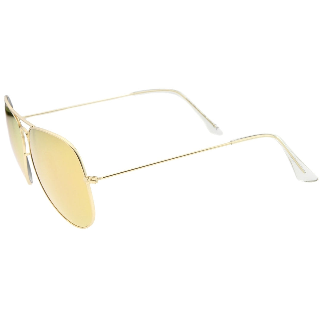 Premium Classic Large Matte Metal Frame Mirror Glass Lens Aviator Sunglasses 61mm Image 3