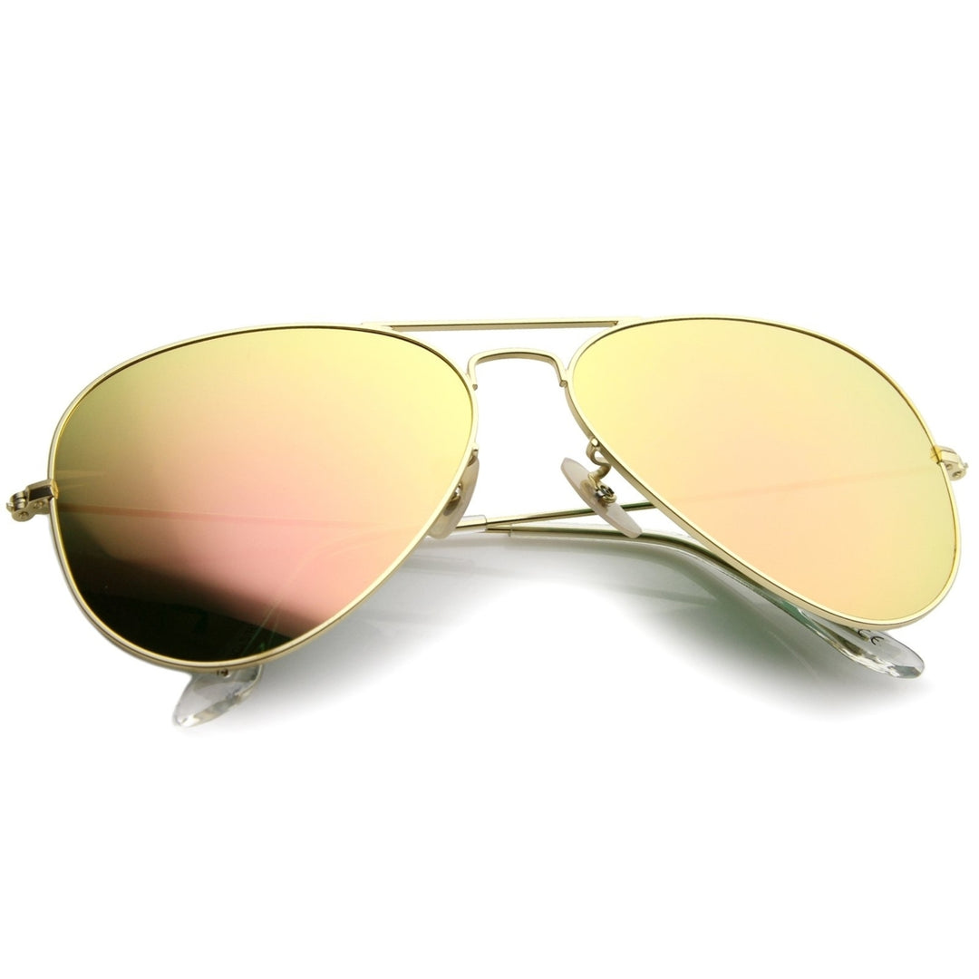 Premium Classic Large Matte Metal Frame Mirror Glass Lens Aviator Sunglasses 61mm Image 4