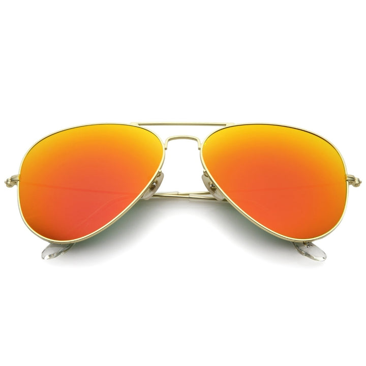 Premium Classic Large Matte Metal Frame Mirror Glass Lens Aviator Sunglasses 61mm Image 6