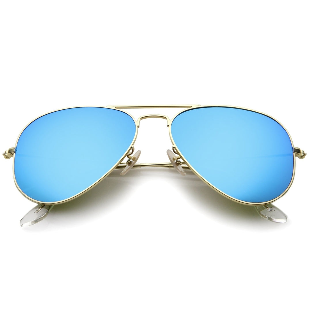 Premium Classic Small Matte Metal Frame Mirror Glass Lens Aviator Sunglasses 57mm Image 1