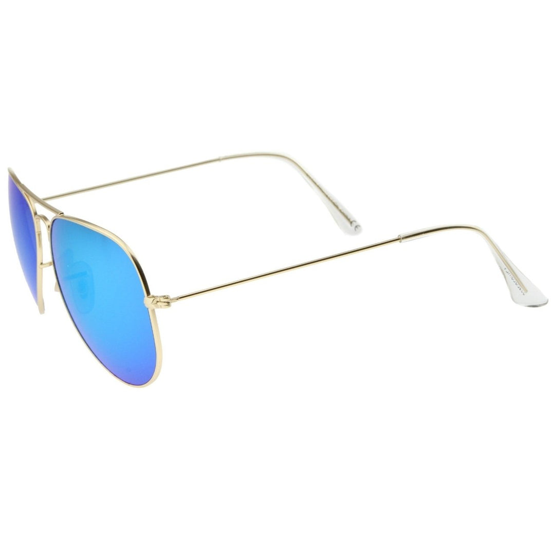 Premium Classic Small Matte Metal Frame Mirror Glass Lens Aviator Sunglasses 57mm Image 3
