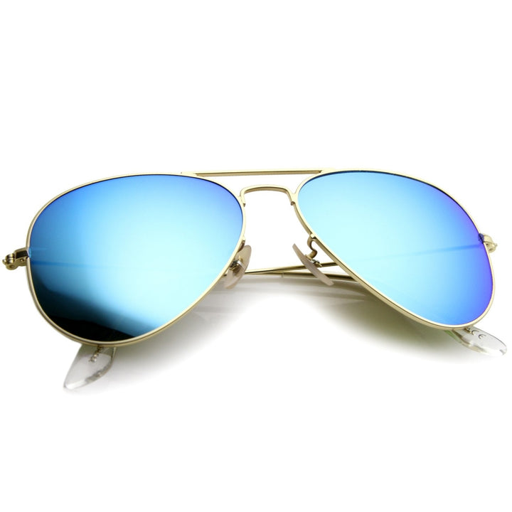 Premium Classic Small Matte Metal Frame Mirror Glass Lens Aviator Sunglasses 57mm Image 4