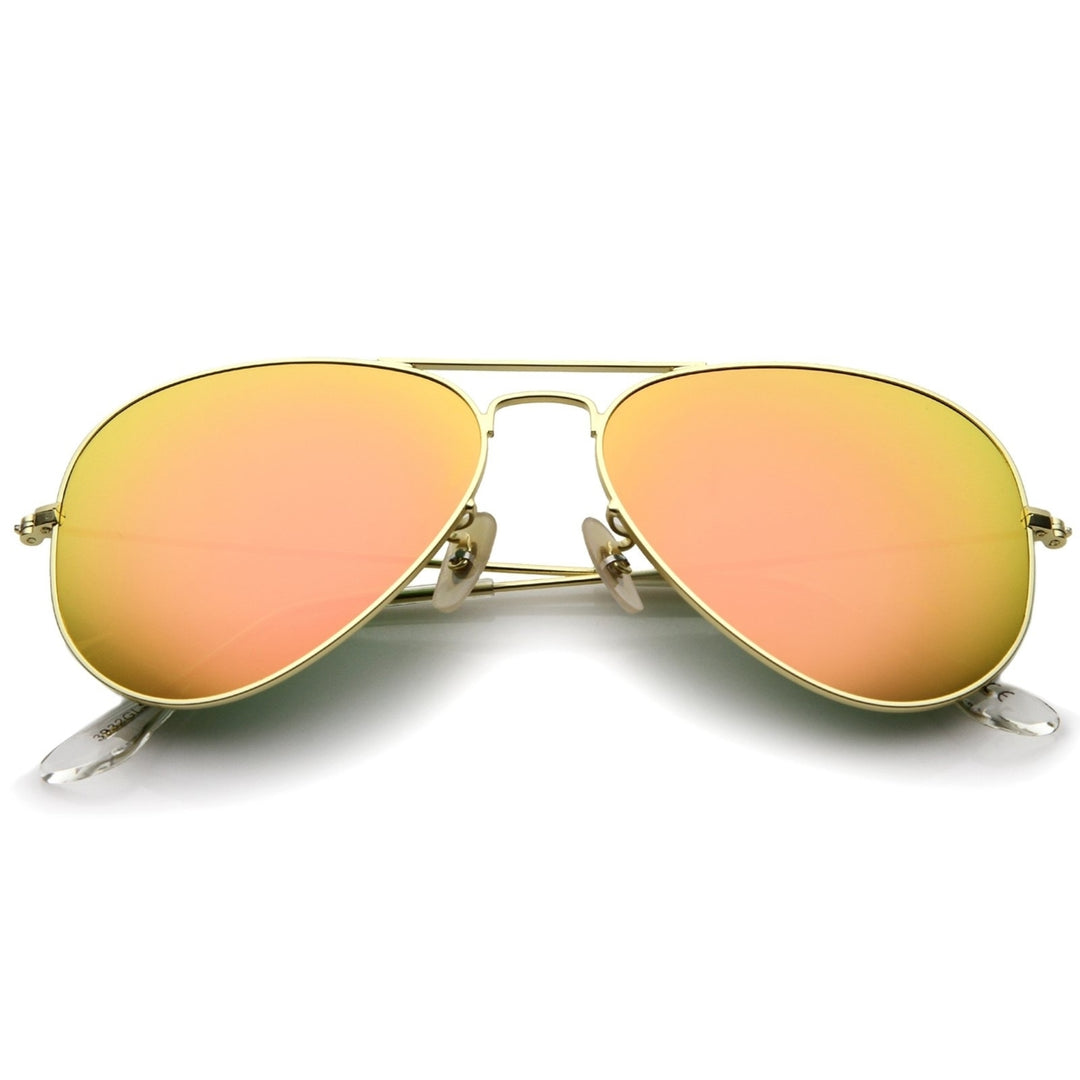 Premium Classic Small Matte Metal Frame Mirror Glass Lens Aviator Sunglasses 57mm Image 4