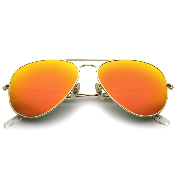 Premium Classic Small Matte Metal Frame Mirror Glass Lens Aviator Sunglasses 57mm Image 6