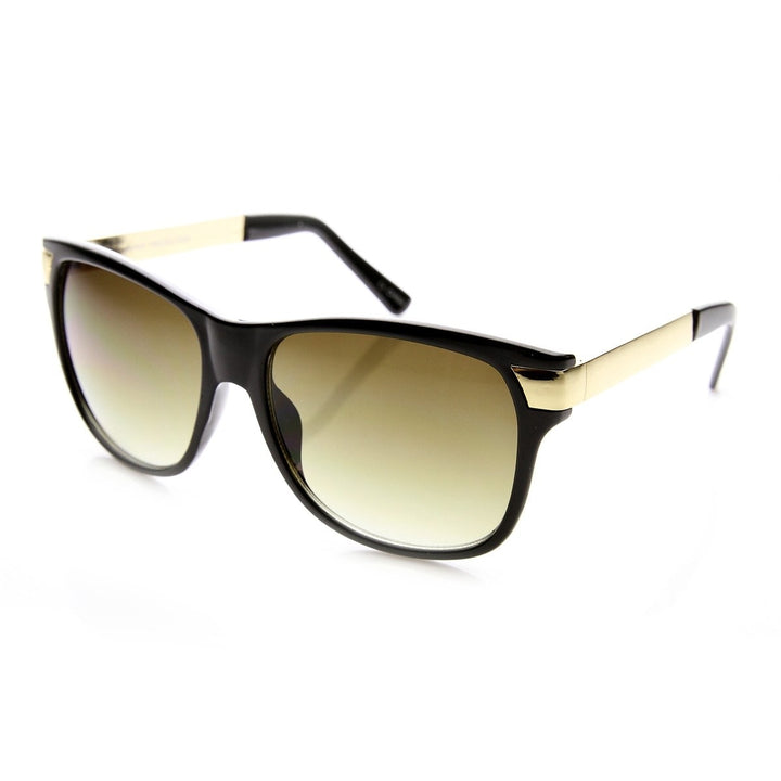 Premium High Fashion Metal Temple Mod Horn Rimmed Sunglasses Image 6