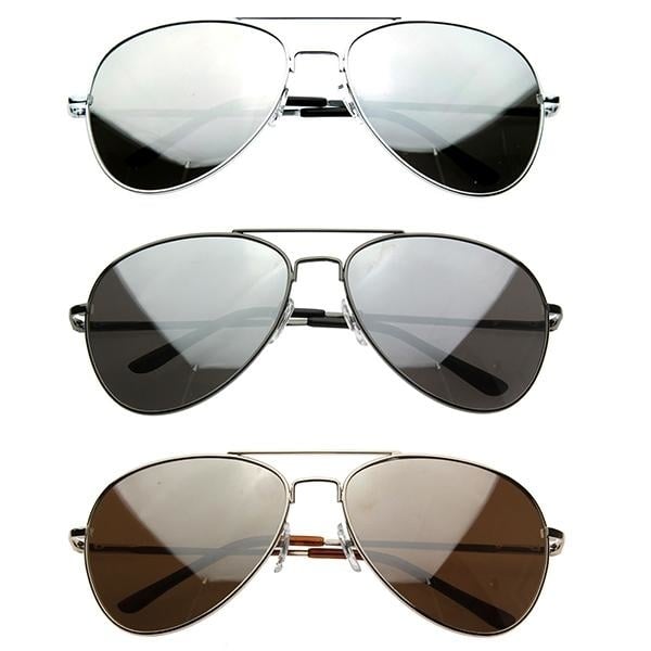 Premium Mirrored Aviator Sunglasses Spring Loaded Temples Polycarbonate UV Lens Image 7