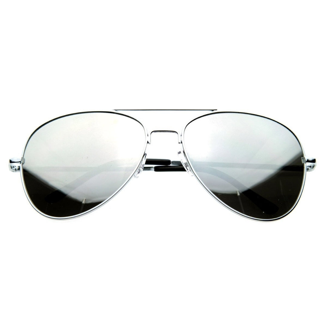 Premium Mirrored Aviator Top Gun Sunglasses w/ Spring Loaded Temples Image 1