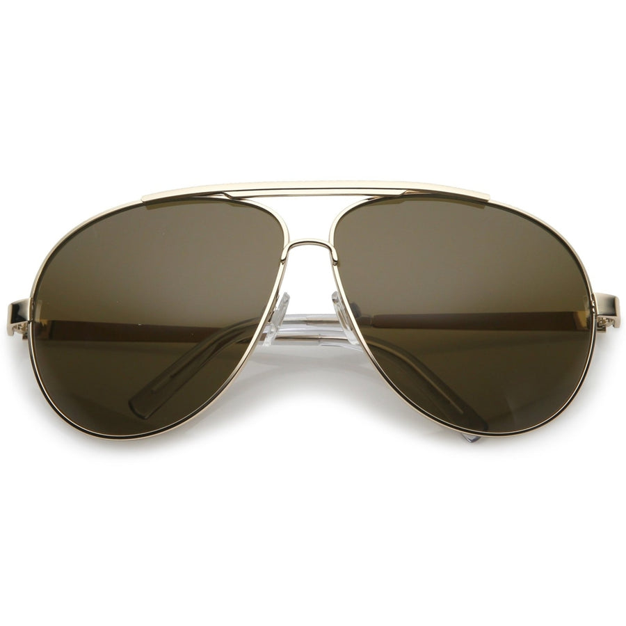 Premium Oversize Metal Aviator Sunglasses 67mm Double Nose Bridge UV Protection Image 1