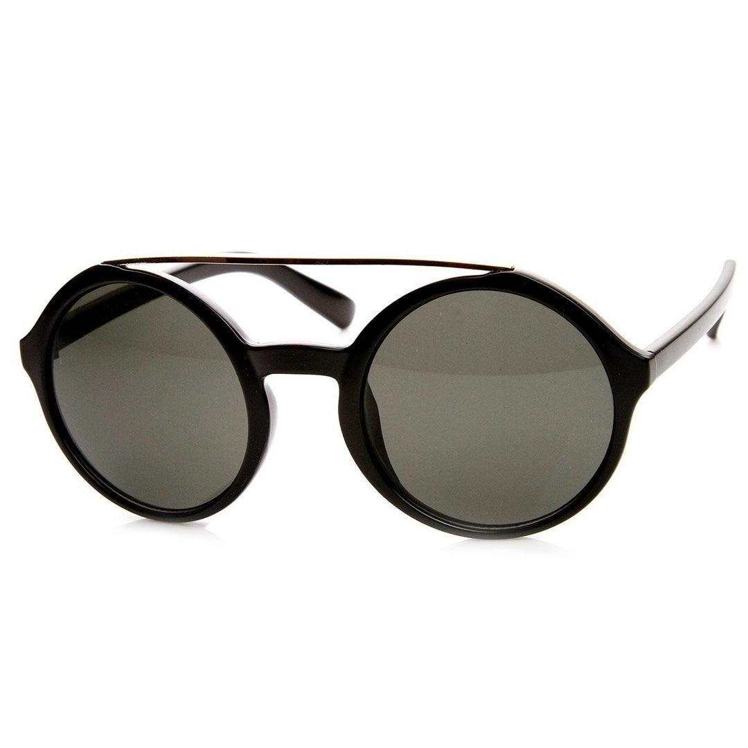 Retro Large Circle Round Sunglasses Metal Crossbar Acetate Frame UV400 Protection Image 2