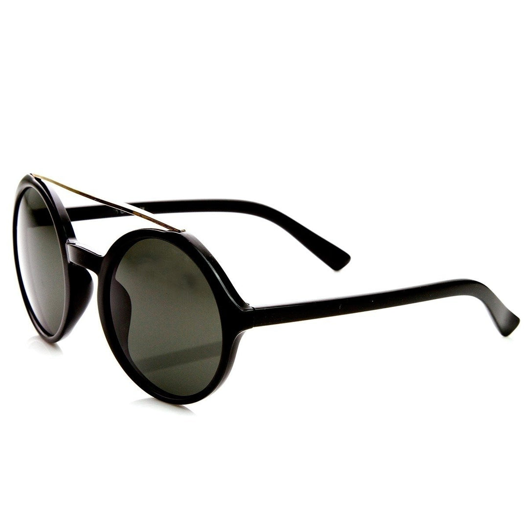 Retro Large Circle Round Sunglasses Metal Crossbar Acetate Frame UV400 Protection Image 3