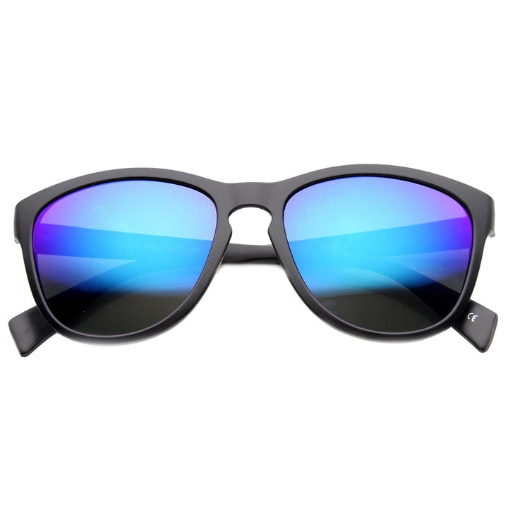 Retro Key Hole Mirror Lenses Horned Rim Sunglasses Image 1