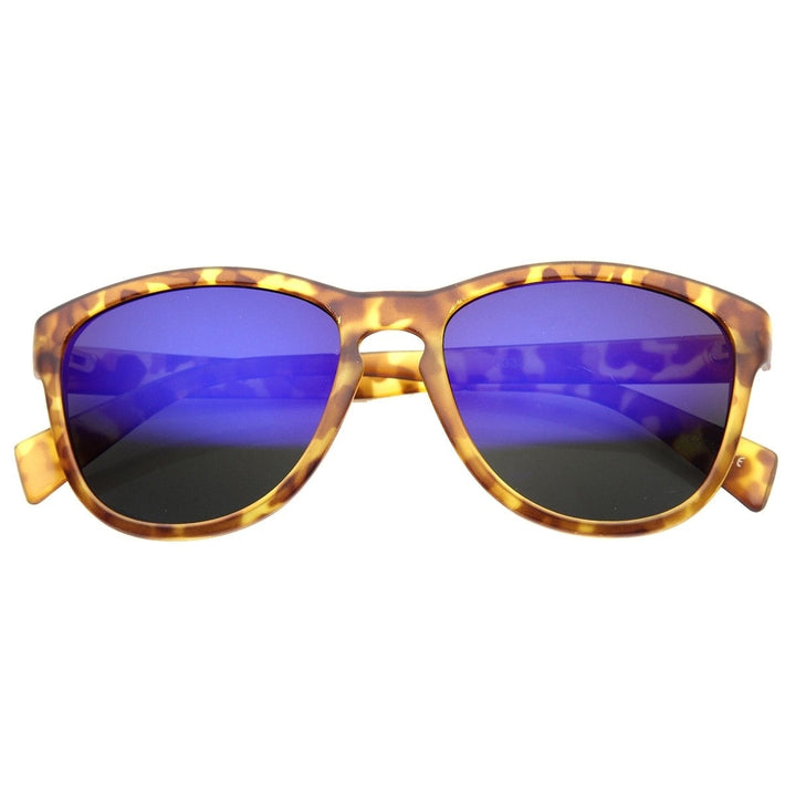 Retro Key Hole Mirror Lenses Horned Rim Sunglasses Image 6