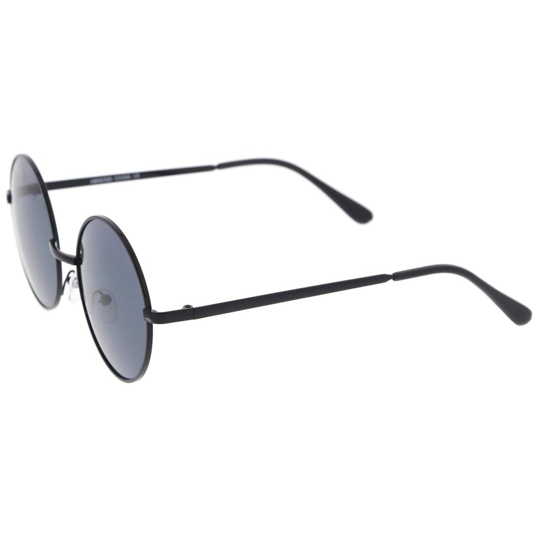 Retro Metal Frame Slim Temple Neutral-Colored Lens Round Sunglasses 51mm Image 3