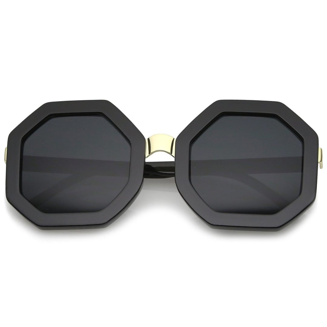 Retro Metal Nose Bridge Octagon Shape Oversize Sunglasses 53mm Image 1