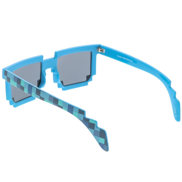 Retro Novelty Pixelated Print Square Sunglasses With Square Lens 50mm Image 4