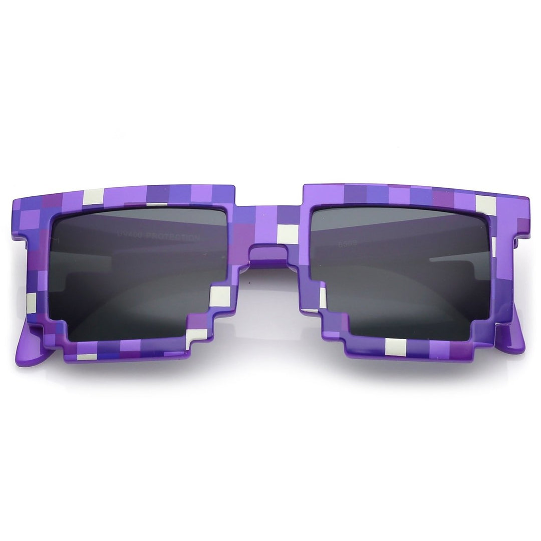 Retro Novelty Pixelated Print Square Sunglasses With Square Lens 50mm Image 6