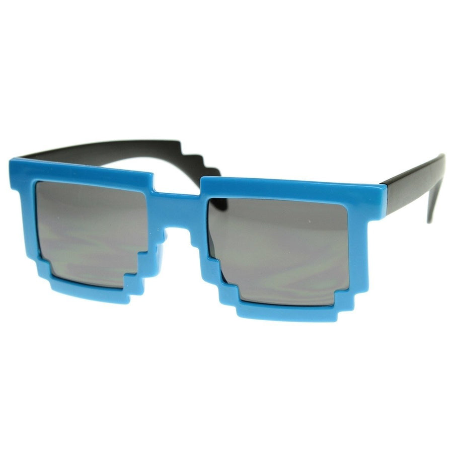 Retro Pixel Sunglasses Colorful 2-Tone Geek Gamer Acetate Frame UV Protection Image 1