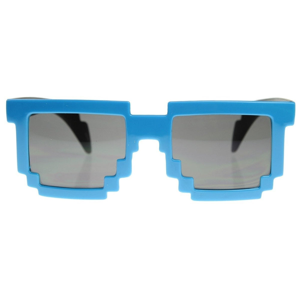 Retro Pixel Sunglasses Colorful 2-Tone Geek Gamer Acetate Frame UV Protection Image 2