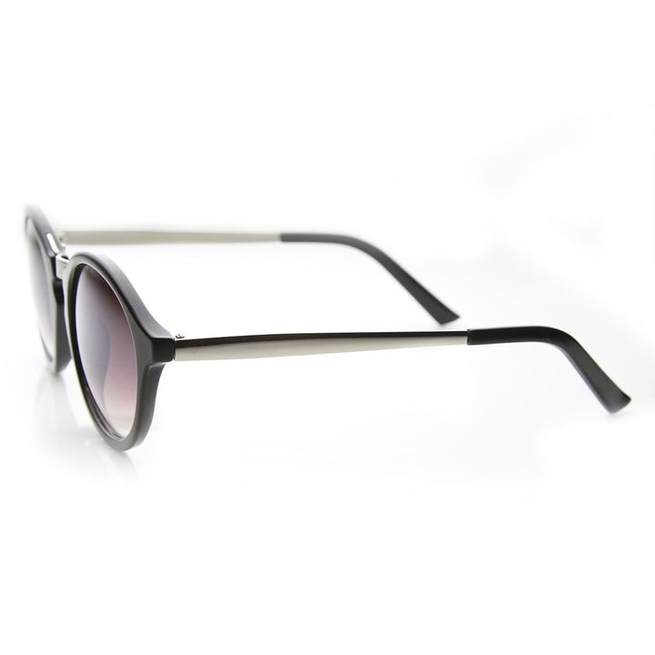 Round Funky Fashion Retro Sunglass w/ Metal Arms Image 3