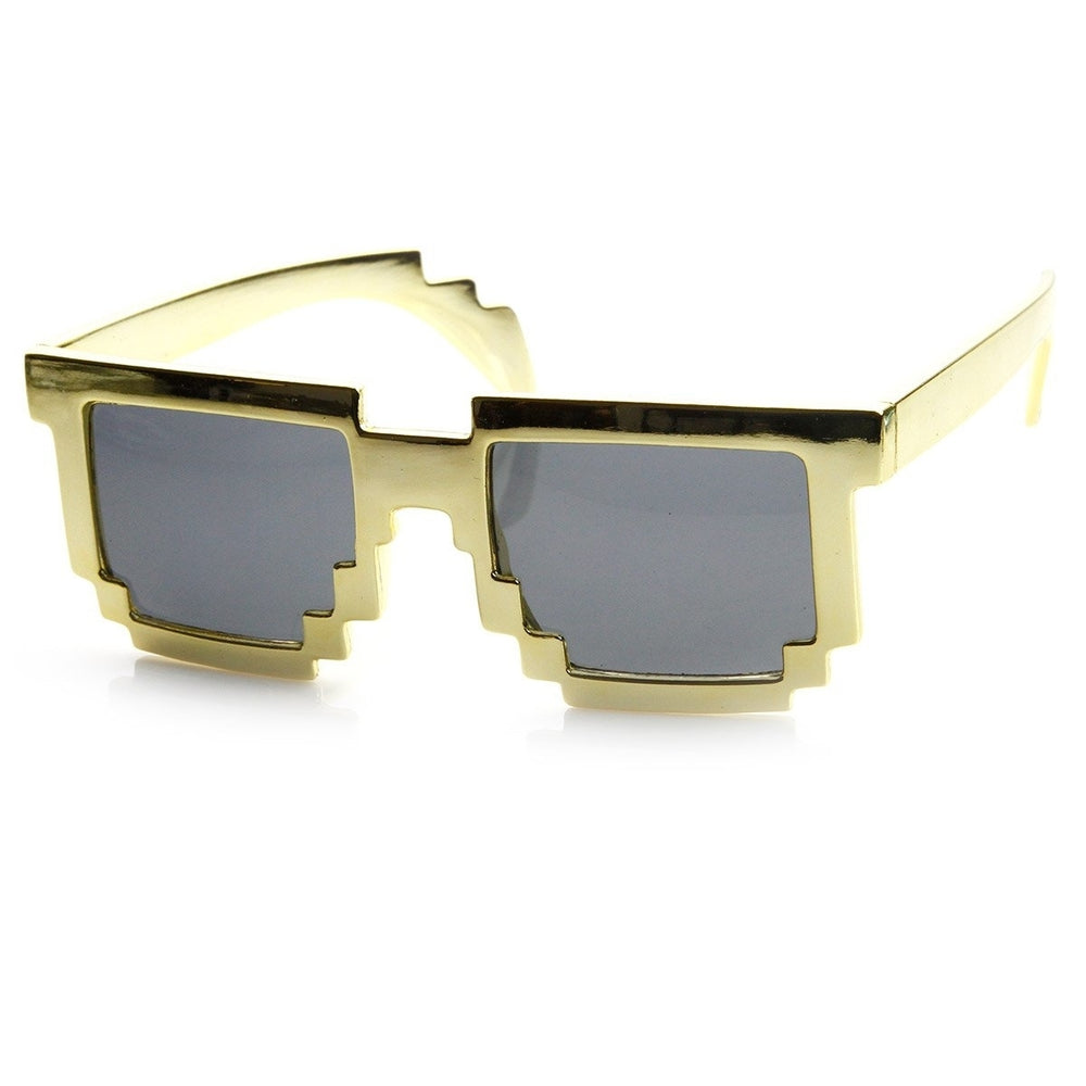 Shiny Foil Color Pixel 8-Bit Sunglasses UV Protection Gamer Novelty 50mm Image 2