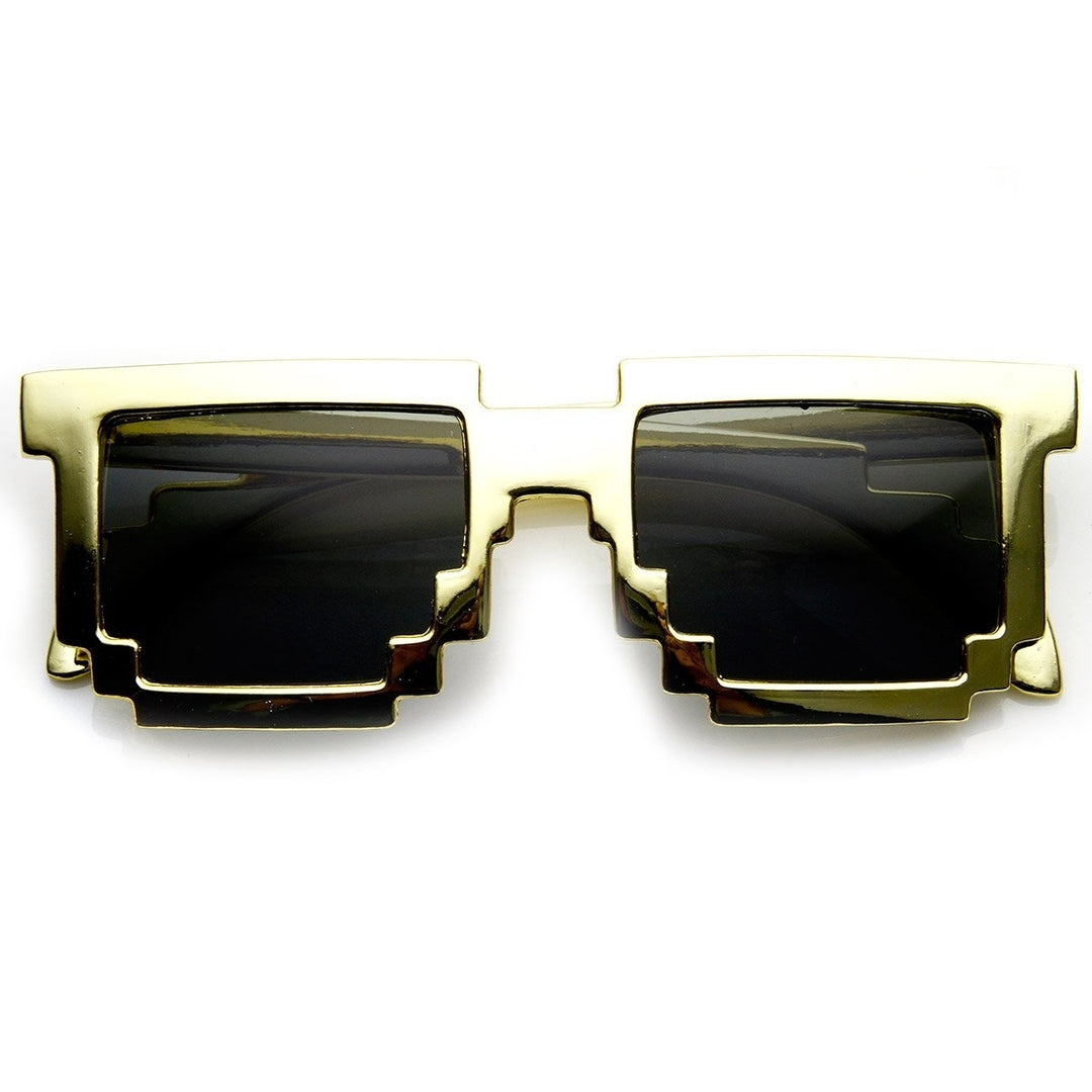 Shiny Foil Color Pixel 8-Bit Sunglasses UV Protection Gamer Novelty 50mm Image 4