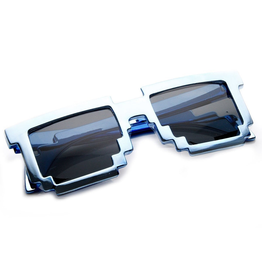 Shiny Foil Color Pixel 8-Bit Sunglasses UV Protection Gamer Novelty 50mm Image 6