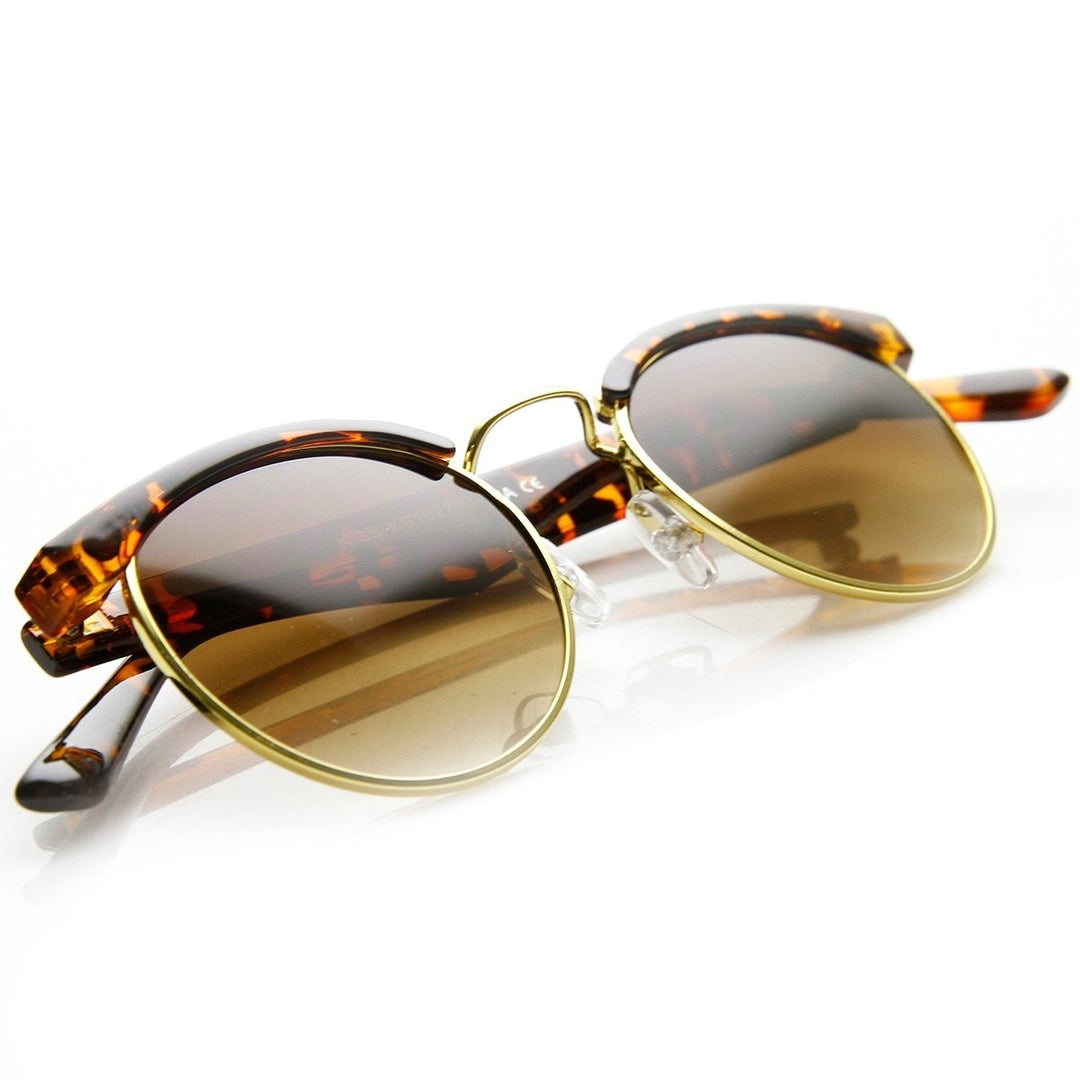 Classic Half Frame Metal Round Sunglasses UV400 Protection 45mm Lens Width Image 4