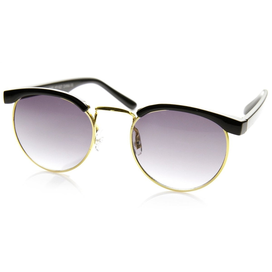 Classic Half Frame Metal Round Sunglasses UV400 Protection 45mm Lens Width Image 4