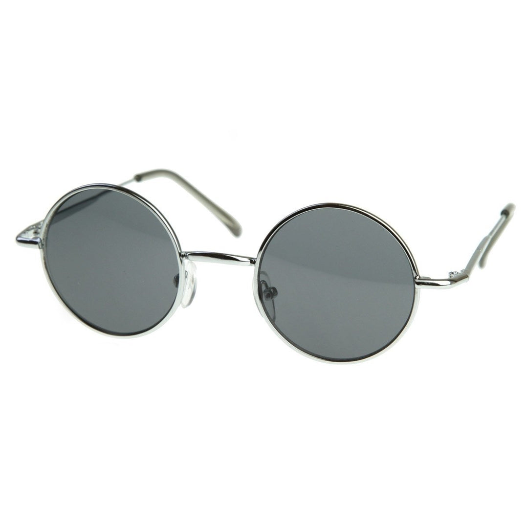 Small Retro-Vintage Style Lennon Inspired Round Metal Circle Sunglasses Image 2