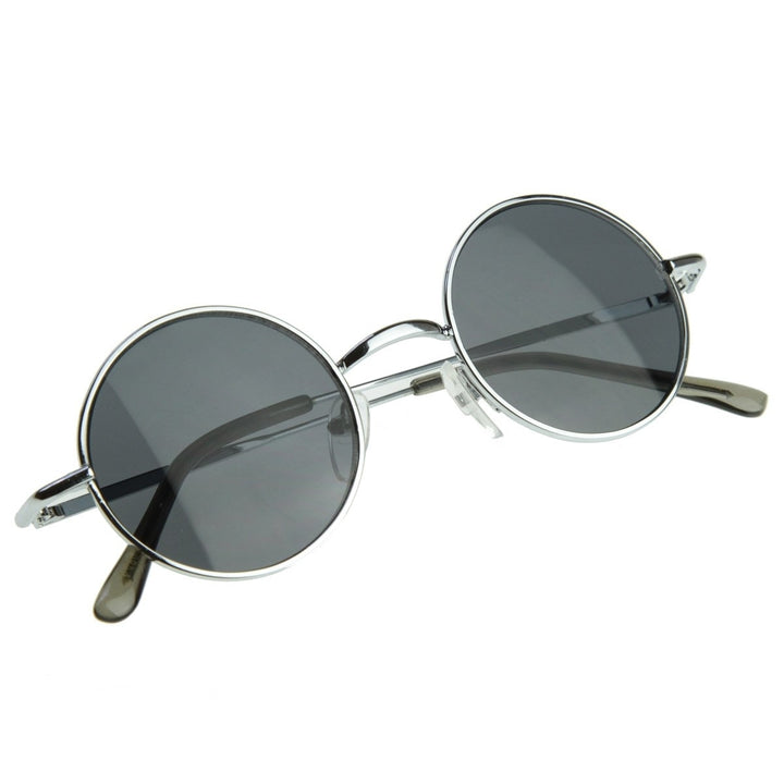 Small Retro-Vintage Style Lennon Inspired Round Metal Circle Sunglasses Image 4