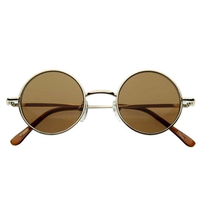 Small Retro-Vintage Style Lennon Inspired Round Metal Circle Sunglasses Image 6