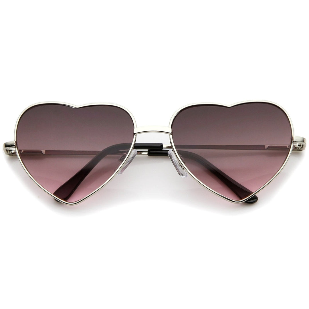 Small Thin Metal Frame Temples Colored Gradient Lens Heart Sunglasses 52mm Image 4