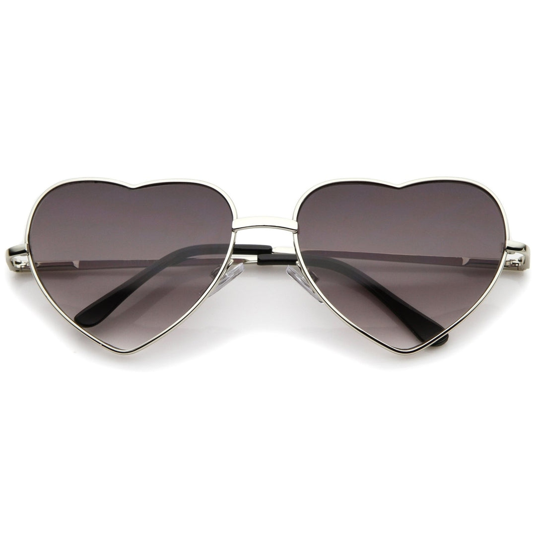 Small Thin Metal Frame Temples Colored Gradient Lens Heart Sunglasses 52mm Image 6