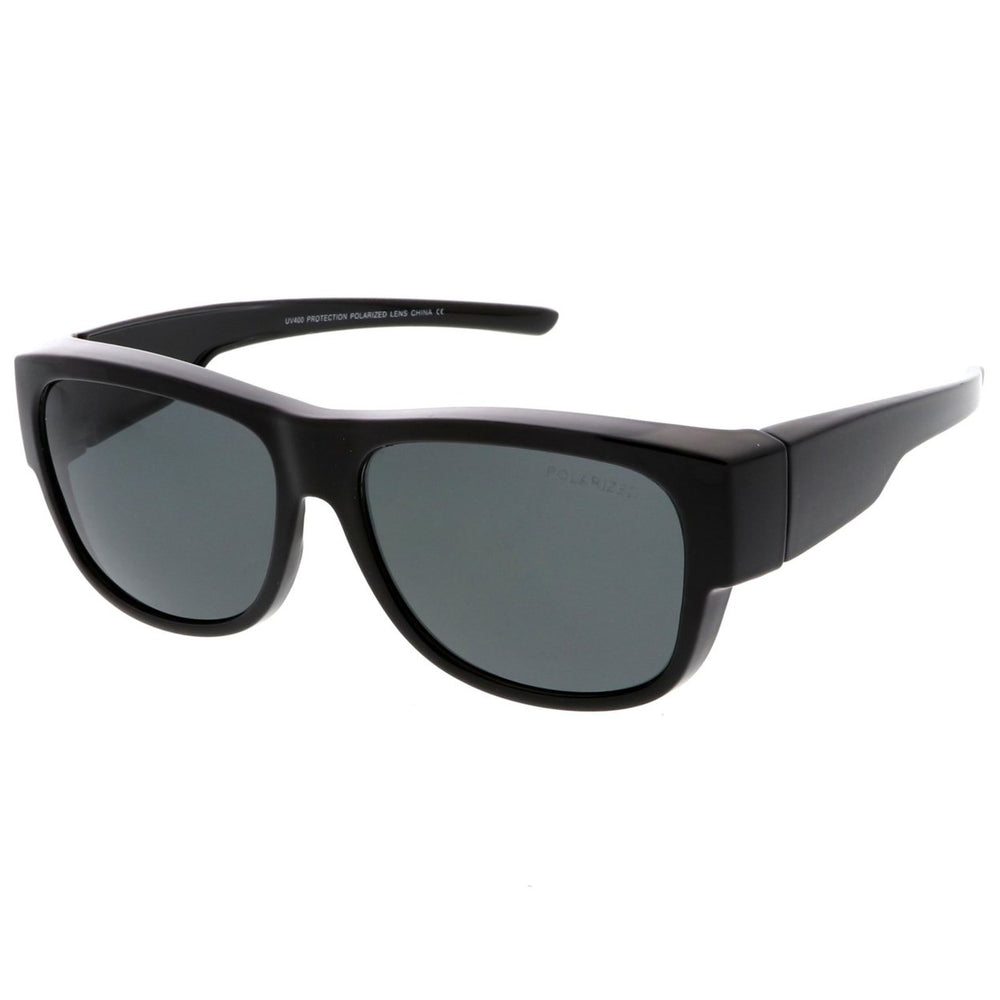 Square Polarized Lens Thick Horn Rimmed Sunglasses With Wide Arms 57mm Image 2