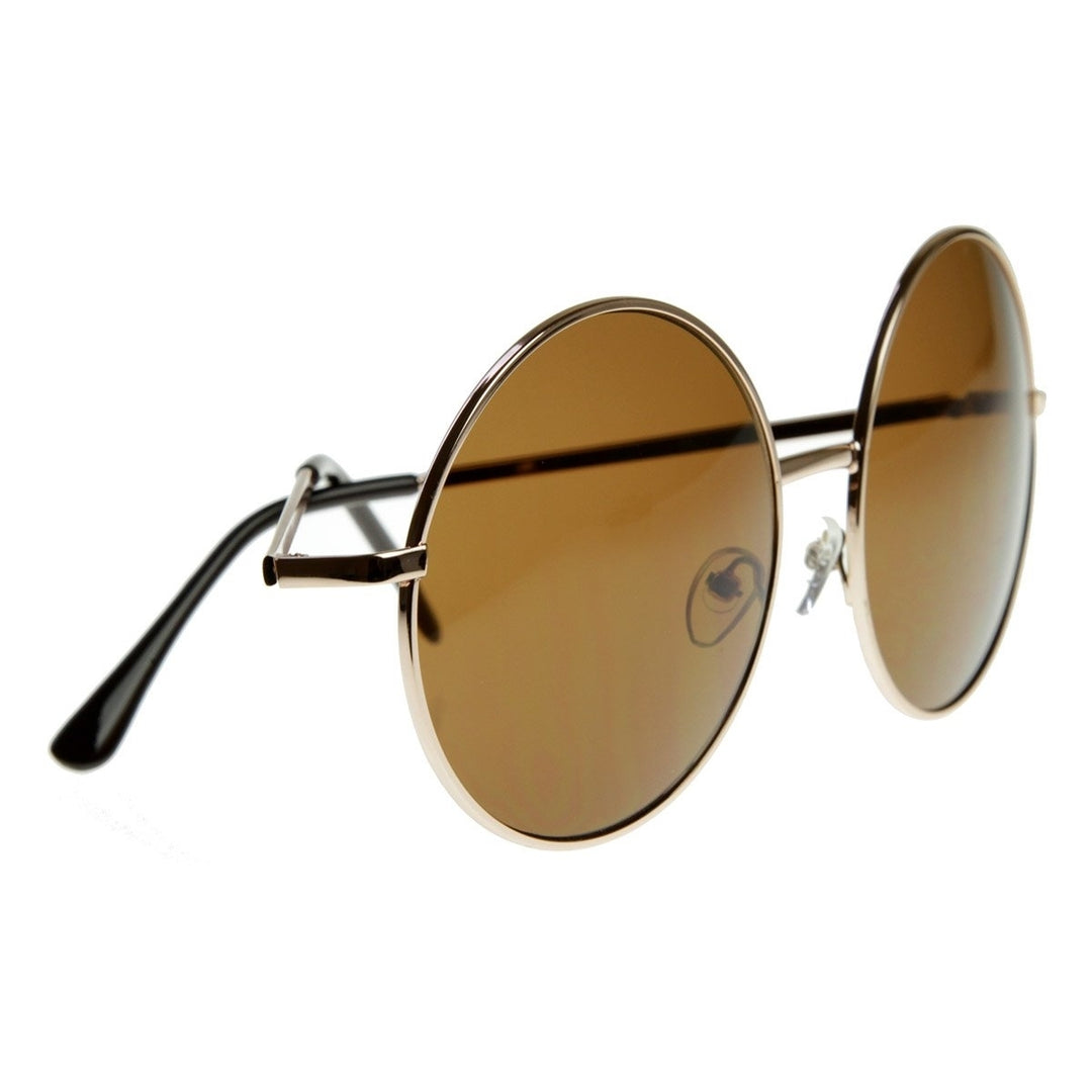 Oversized Metal Circle Sunglasses UV Protection 60mm Lens Width Large Frame Image 4