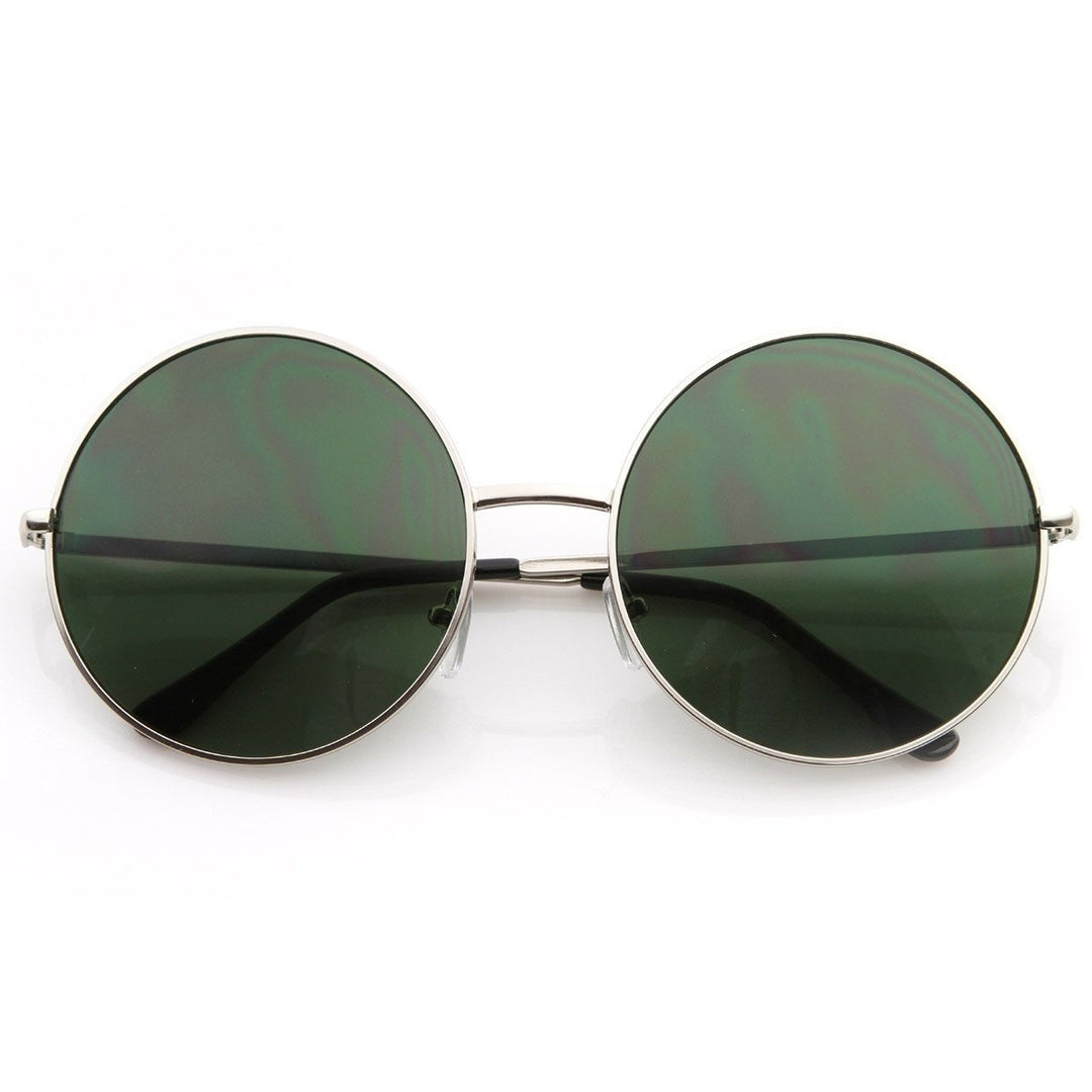 Oversized Metal Circle Sunglasses UV Protection 60mm Lens Width Large Frame Image 6