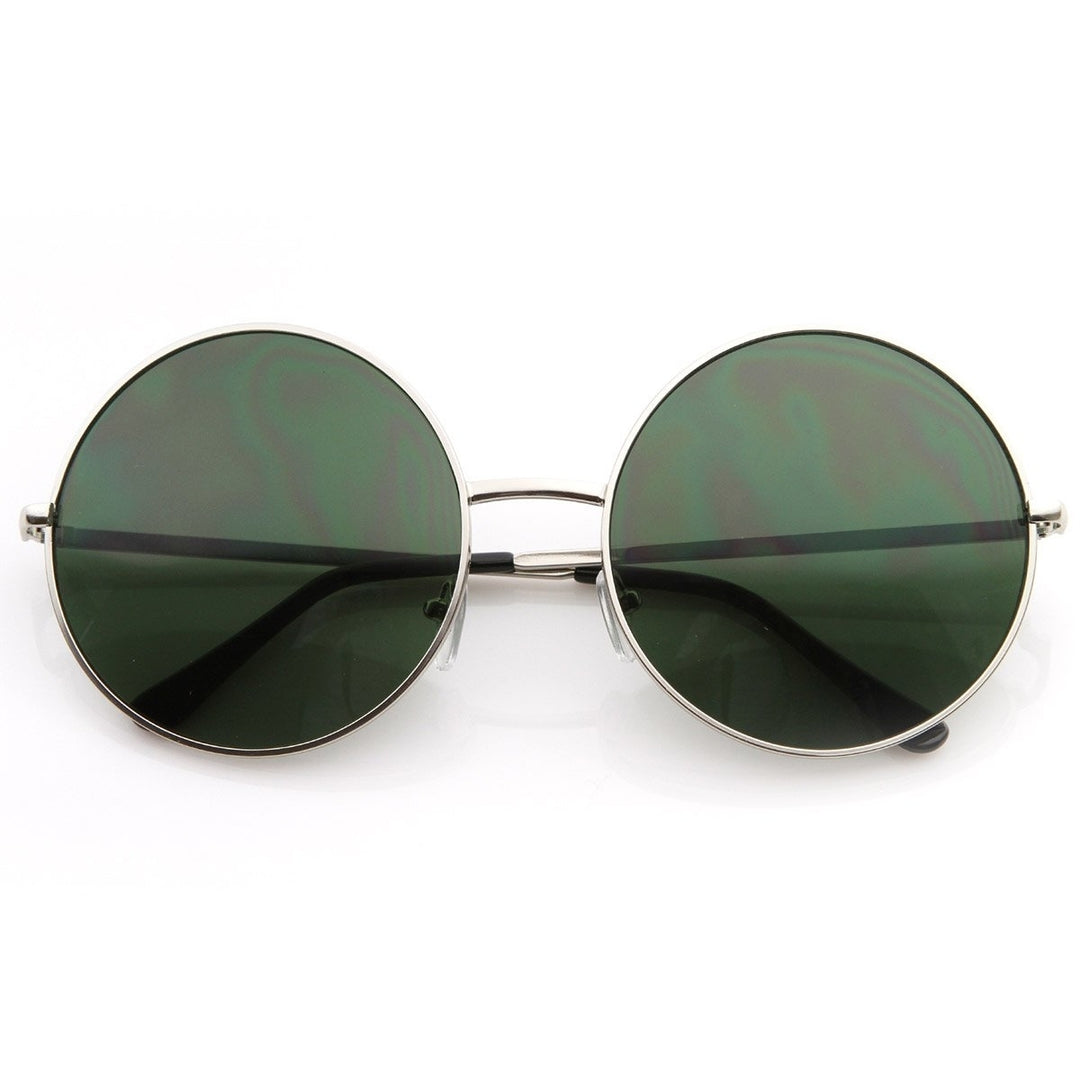 Oversized Metal Circle Sunglasses UV Protection 60mm Lens Width Large Frame Image 6