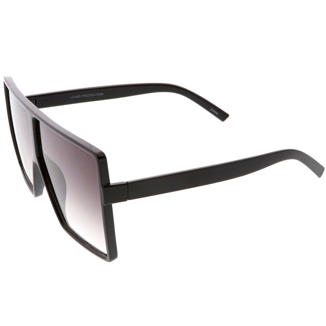 Super Oversize Square Sunglasses Flat Top Neutral Color Flat Lens 69mm Image 3