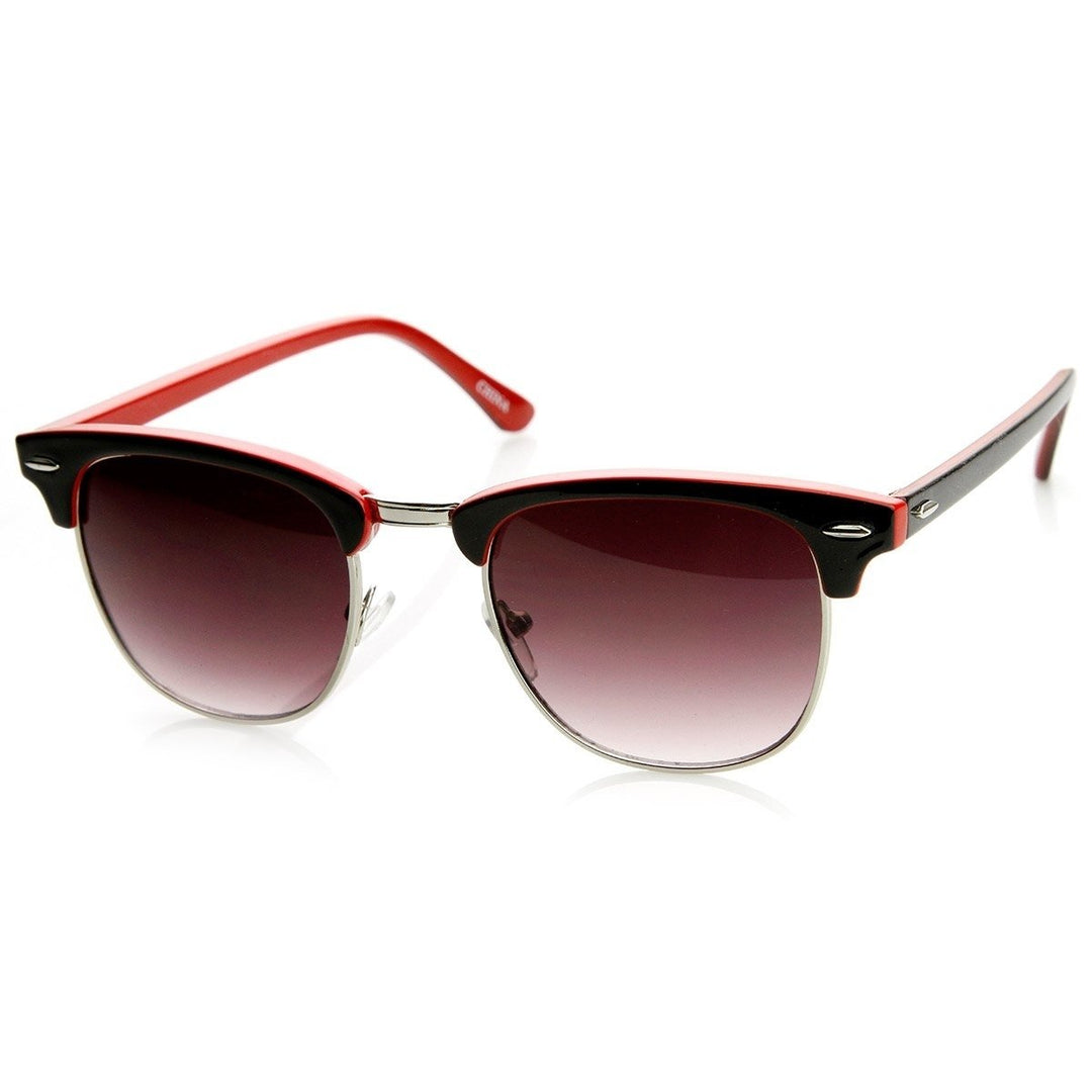 Two-Tone Classic Half Frame Horn Rimmed Sunglasses UV400 Protection 49mm Lens Image 2