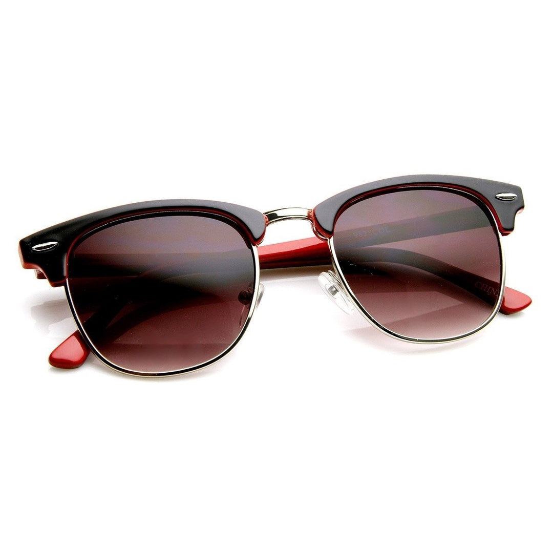 Two-Tone Classic Half Frame Horn Rimmed Sunglasses UV400 Protection 49mm Lens Image 4