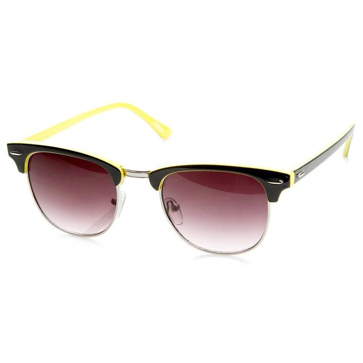 Two-Tone Classic Half Frame Horn Rimmed Sunglasses UV400 Protection 49mm Lens Image 4