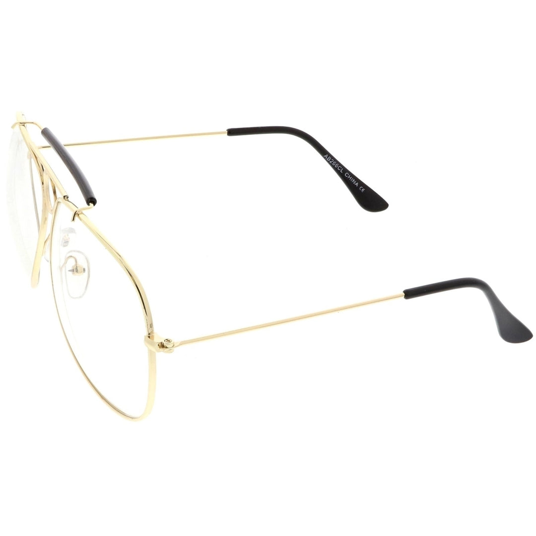 Unique Oversize Aviator Eye Glasses Detailed Double Crossbar Clear Lens 64mm Image 3