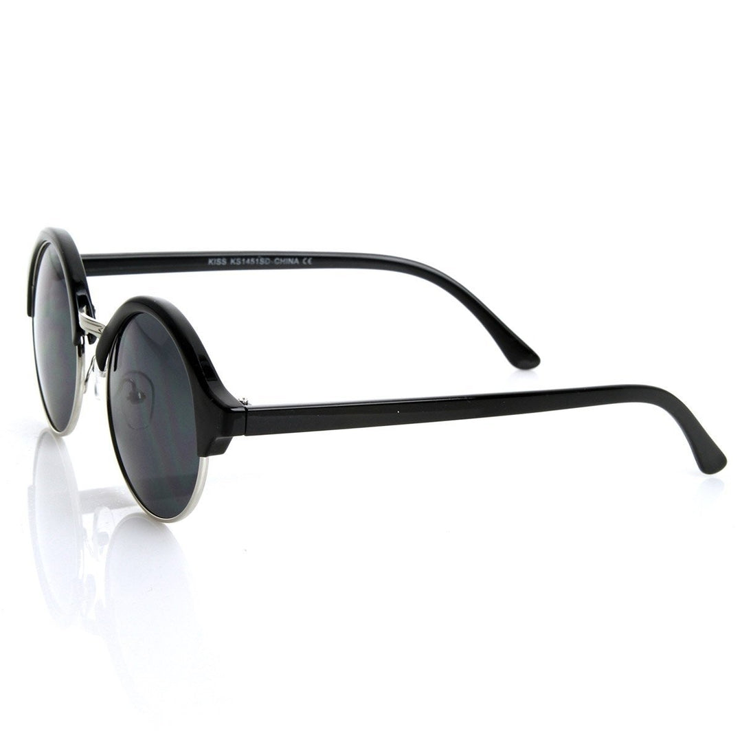 Vintage Inspired Half Frame Semi-Rimless Round Sunglasses UV Protection 48mm Image 3