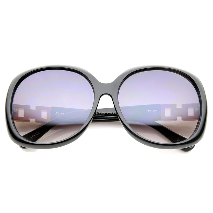 Womens Oversize Round Sunglasses 60mm Chain Rhinestone UV400 Gradient Lenses Image 1