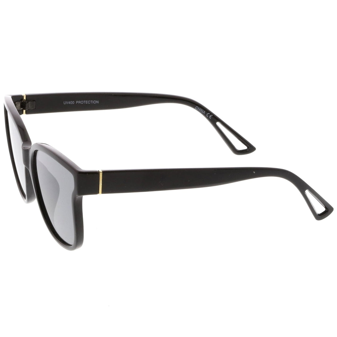 Womens Horn Rim Metal Accent Square Flat Lens Cat Eye Sunglasses 55mm Image 3
