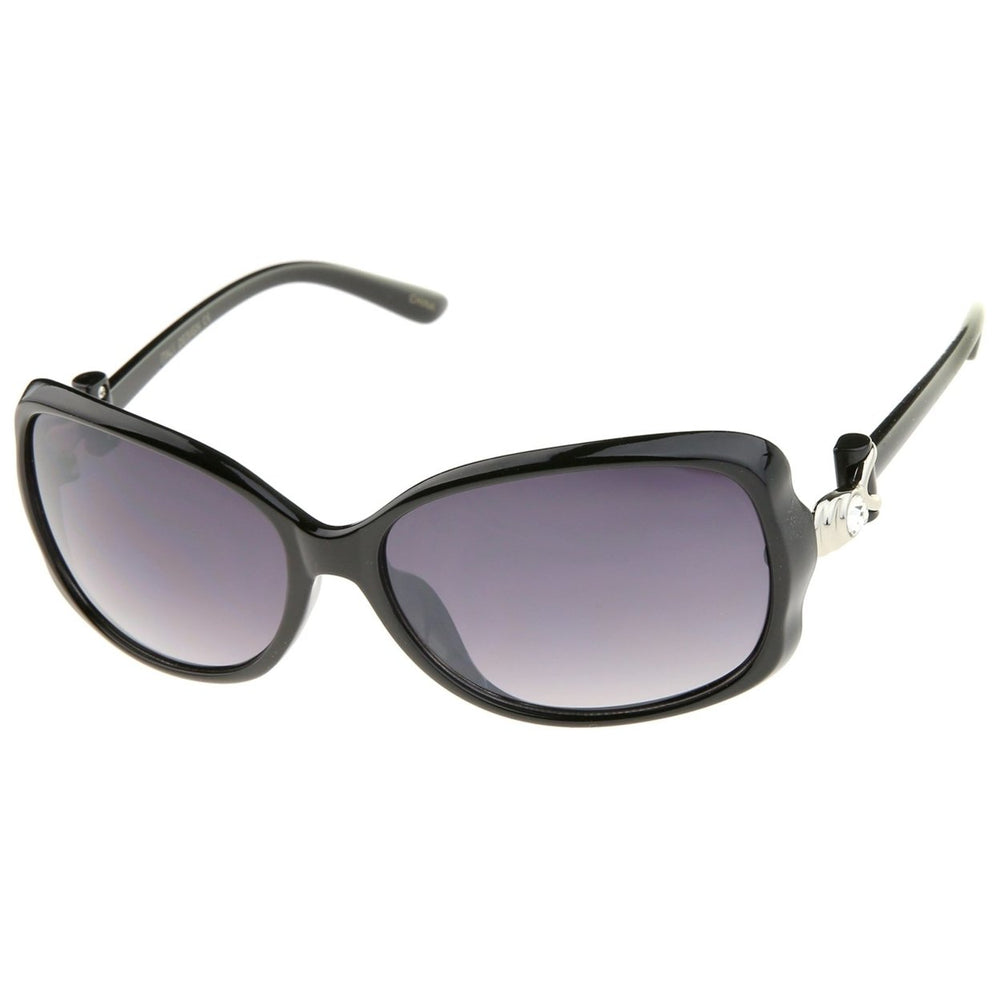Womens Metal Temple Rhinestone Accent Gradient Lens Oversized Sunglasses 61mm Image 2