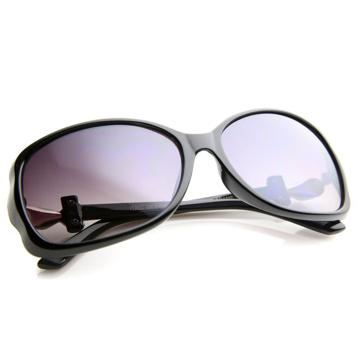 Womens Oversized Sunglasses 61mm Gradient Lens Metal Temple Rhinestone Accent Image 4